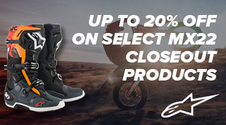 Up to 20% off on select Alpinestars MX22 Closeout Products!